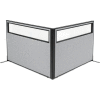 Interion® Freestanding 2-Panel Corner Room Divider w/Partial Window 60-1/4"W x 42"H Panels Gray
