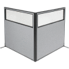 Interion® Freestanding 2-Panel Corner Room Divider w/Partial Window 60-1/4"W x 60"H Panels Gray