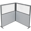 Interion® Freestanding 2-Panel Corner Room Divider w/Partial Window 60-1/4"W x 72"H Panels Gray