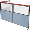 Interion® Deluxe Freestanding 3-Panel Corner Divider w/Partial Window 60-1/4"W x 73-1/2"H Blue