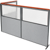 Interion® Deluxe Freestanding 3-Panel Corner Divider w/Partial Window 60-1/4"W x 73-1/2"H Gray