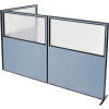 Interion® Freestanding 3-Panel Corner Room Divider w/Partial Window 60-1/4"W x 72"H Panels Blue