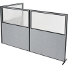 Interion® Freestanding 3-Panel Corner Room Divider w/Partial Window 60-1/4"W x 72"H Panels Gray