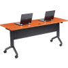 Interion® Flip-Top Training Table, 72"L x 24"W, Cherry