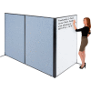 Interion® Freestanding 3-Panel Corner Room Divider with Whiteboard, 48-1/4"W x 72"H, Blue