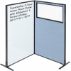 Interion® 2-Panel Corner Room Divider with Whiteboard & Partial Window, 36-1/4"W x 60"H, Blue