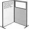 Interion® 2-Panel Corner Room Divider with Whiteboard & Partial Window, 36-1/4"W x 60"H, Gray
