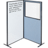 Interion® 2-Panel Corner Room Divider with Whiteboard & Partial Window, 36-1/4"W x 72"H, Blue