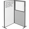 Interion® 2-Panel Corner Room Divider with Whiteboard & Partial Window, 36-1/4"W x 72"H, Gray