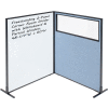 Interion® 2-Panel Corner Room Divider with Whiteboard & Partial Window, 48-1/4"W x 60"H, Blue