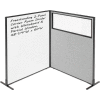 Interion® 2-Panel Corner Room Divider with Whiteboard & Partial Window, 48-1/4"W x 60"H, Gray