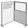 Interion® 2-Panel Corner Room Divider with Whiteboard & Partial Window, 48-1/4"W x 72"H, Gray