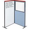 Interion® Deluxe Freestanding 2-Panel Corner w/Whiteboard & Partial Window 36-1/4Wx73-1/2H Blue