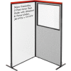 Interion® Deluxe Freestanding 2-Panel Corner w/Whiteboard & Partial Window 36-1/4Wx73-1/2H Gray