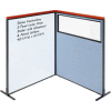 Interion® Deluxe Freestanding 2-Panel Corner w/Whiteboard & Partial Window 48-1/4Wx61-1/2H Blue