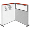 Interion® Deluxe Freestanding 2-Panel Corner w/Whiteboard & Partial Window 48-1/4Wx61-1/2H Gray