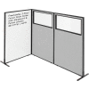 Interion® 3-Panel Corner Room Divider with Whiteboard & Partial Window, 36-1/4"W x 60"H, Gray