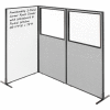 Interion® 3-Panel Corner Room Divider with Whiteboard & Partial Window, 36-1/4"W x 72"H, Gray