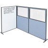 Interion® 3-Panel Corner Room Divider with Whiteboard & Partial Window, 48-1/4"W x 72"H, Blue