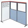 Interion® Deluxe Freestanding 3-Panel Corner w/Whiteboard & Partial Window 36-1/4Wx73-1/2H Blue