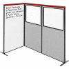 Interion® Deluxe Freestanding 3-Panel Corner w/Whiteboard & Partial Window 36-1/4Wx73-1/2H Gray