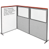 Interion® Deluxe Freestanding 3-Panel Corner w/Whiteboard & Partial Window 48-1/4Wx73-1/2H Gray