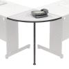 Interion® Rounded Corner Tabletop with Support Post, 24" Radius, Gray