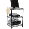 Nexel 3-Shelf Black Wire Shelf Printer Stand with Document Holder, 24"W x 18"D x 34"H