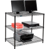 Nexel 3-Shelf Wire Computer LAN Workstation, 36"W x 24"D x 34"H, Black