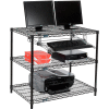 Nexel 3-Shelf Wire Computer LAN Workstation with Keyboard Tray, 36"W x 24"D x 34"H, Black