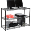 Nexel 3-Shelf Wire Computer LAN Workstation, 48"W x 18"D x 34"H, Black