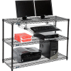 Nexel 3-Shelf Wire Computer LAN Workstation with Keyboard Tray, 48"W x 18"D x 34"H, Black