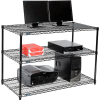 Nexel 3-Shelf Wire Computer LAN Workstation, 48"W x 24"D x 34"H, Black