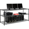 Nexel 3-Shelf Wire Computer LAN Workstation, 72"W x 24"D x 34"H, Black