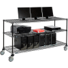 Nexel 3-Shelf Mobile Wire Computer LAN Workstation, 72"W x 24"D x 40"H, Black