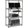 Nexel 4-Shelf Wire Computer LAN Workstation with Keyboard Tray, 36"W x 18"D x 63"H, Black