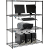 Nexel 4-Shelf Wire Computer LAN Workstation with Keyboard Tray, 48"W x 18"D x 63"H, Black