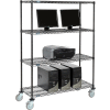 Nexel 4-Shelf Mobile Wire Computer LAN Workstation, 48"W x 18"D x 69"H, Black