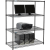 Nexel 4-Shelf Wire Computer LAN Workstation, 48"W x 24"D x 63"H, Black