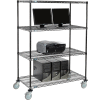 Nexel 4-Shelf Mobile Wire Computer LAN Workstation, 48"W x 24"D x 69"H, Black