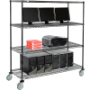 Nexel 4-Shelf Mobile Wire Computer LAN Workstation, 60"W x 24"D x 69"H, Black