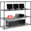 Nexel 4-Shelf Wire Computer LAN Workstation, 72"W x 24"D x 63"H, Black