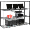 Nexel™ 4-Shelf Wire Computer LAN Workstation with Keyboard Tray, 72"W x 24"D x 63"H, Black