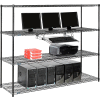 Nexel 4-Shelf Wire Computer LAN Workstation with Keyboard Tray, 72"W x 24"D x 63"H, Black