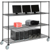 Nexel 4-Shelf Mobile Wire Computer LAN Workstation, 72"W x 24"D x 69"H, Black