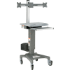 Global Industrial Mobile Sit-Stand Computer Workstation With Dual Monitor Mount, Gray