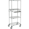 Nexel 4-Shelf Mobile Wire Computer Workstation with Keyboard Tray, 30"W x 18"D x 79"H, Chrome