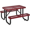4 ft. Rectangular Outdoor Steel Picnic Table - Expanded Metal - Red
																			