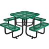 Global Industrial 3 ft. Square Outdoor Steel Picnic Table, Expanded Metal, Green