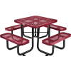 Global Industrial 3 ft. Square Outdoor Steel Picnic Table, Expanded Metal, Red